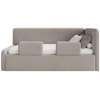 KINDERBETT Fanko Samt Graubeige 90x200 cm - Taupe/Schwarz, Kunststoff/Textil (90/200cm) - Selsey