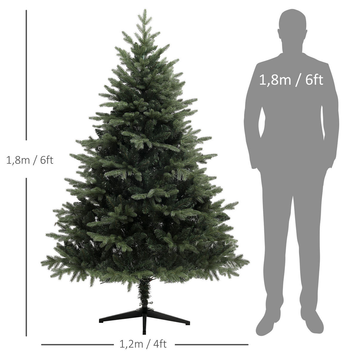 WEIHNACHTSBAUM Kunststoff Stahl Grün - Grün, Kunststoff (180cm) - HOMCOM