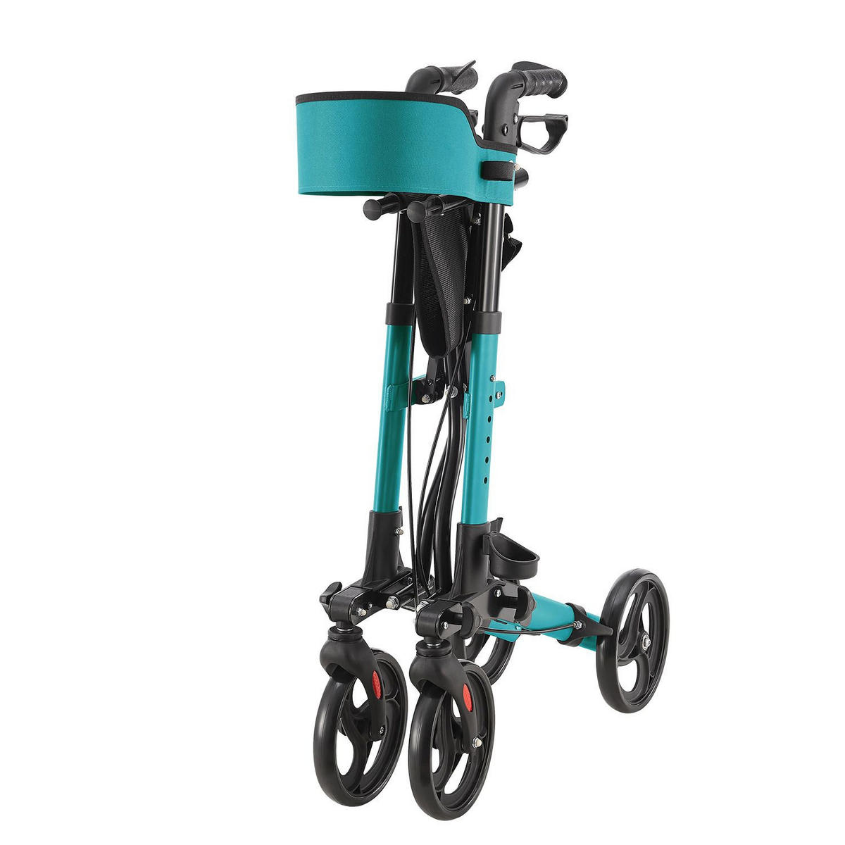 ROLLATOR Vital petrol klappbar mit Sitzfläche & Einkaufstasche - Petrol, Metall (63/80/68cm) - Juskys