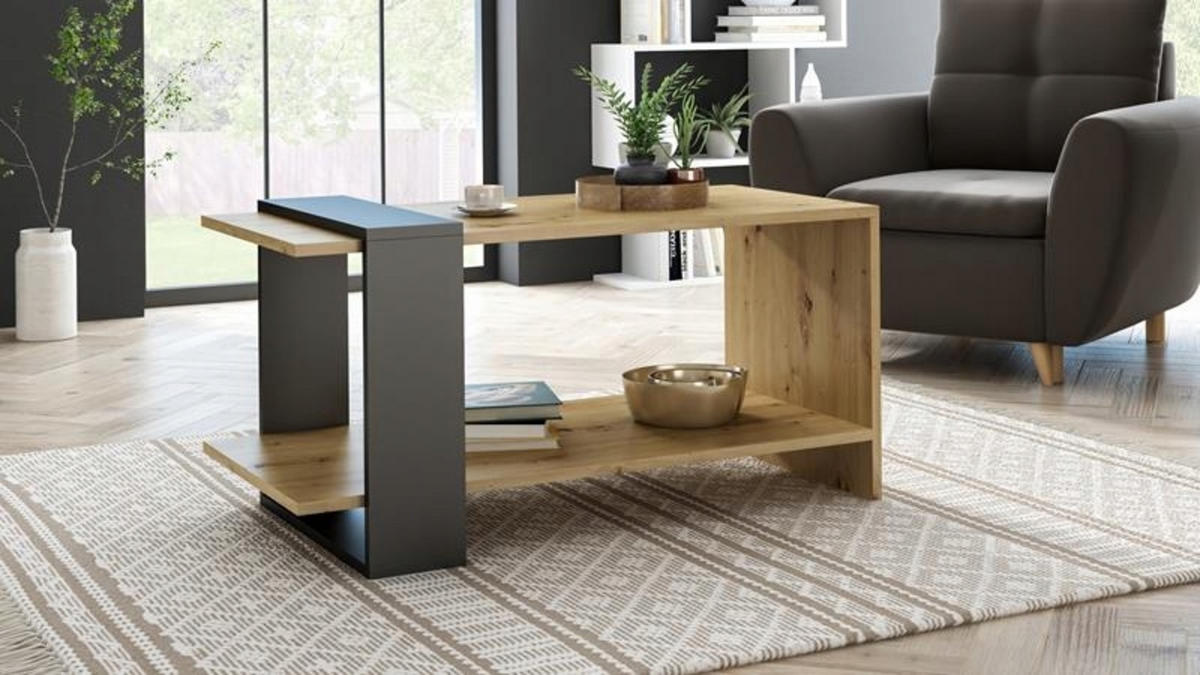 COUCHTISCH WIKA Artisan Eiche-Schwarz 100/53,6/51,8 cm - Multicolor, Holzwerkstoff (53.6/100/51.8cm) - Matkam Möbel