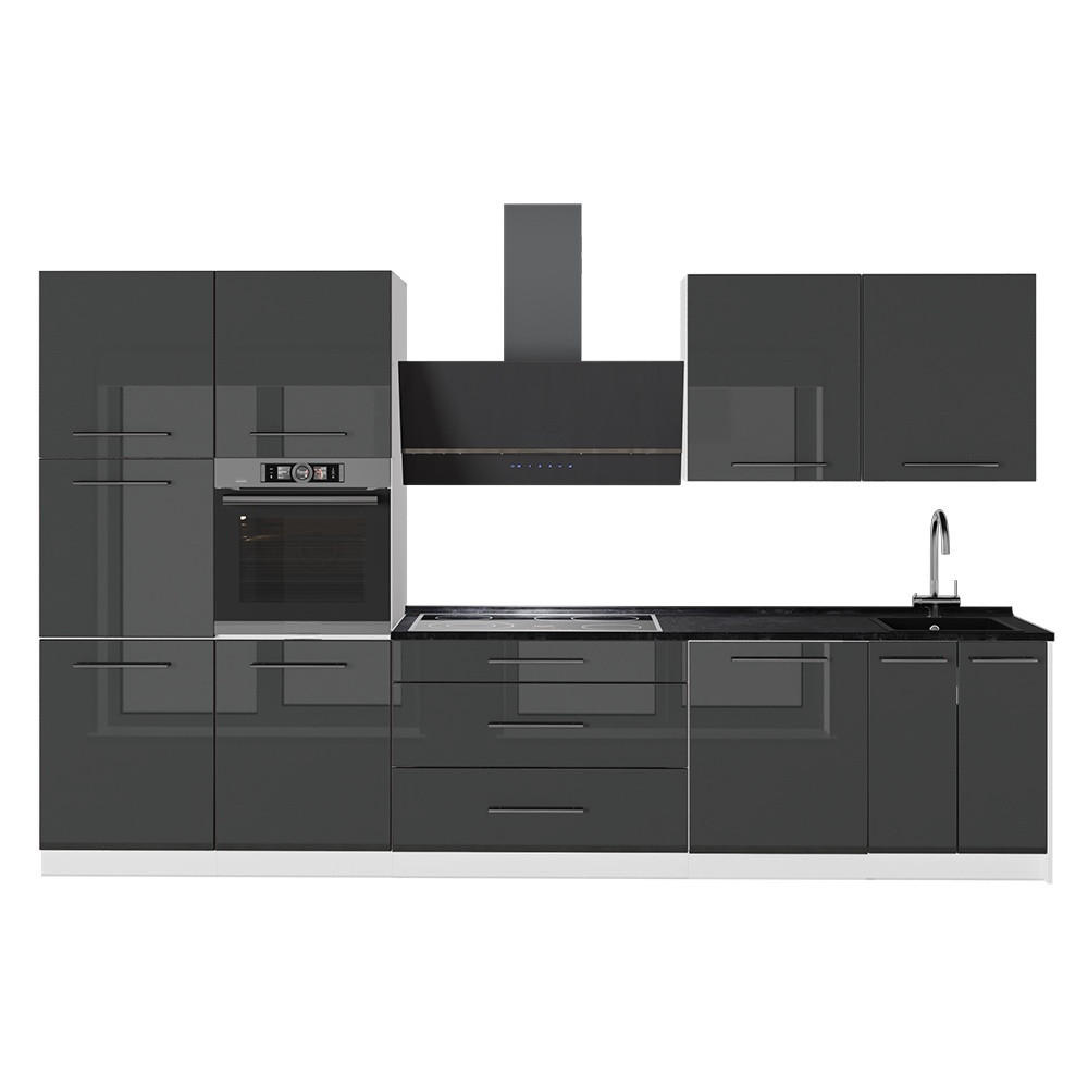 KÖK Fame-Line, Antracit högblank/Vit, 340 cm, AP Antracit - Vit/Svart högglans, Träbaserade material (340/206.8/60cm) - Vicco