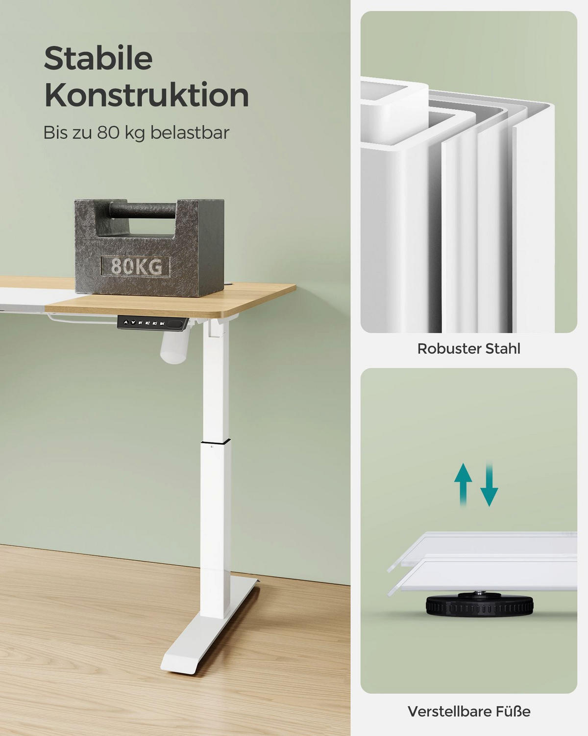 HÖHENVERSTELLBARER SCHREIBTISCH BRATISLAVA - Gelb, Holzwerkstoff (60/140/120cm) - Hansiro