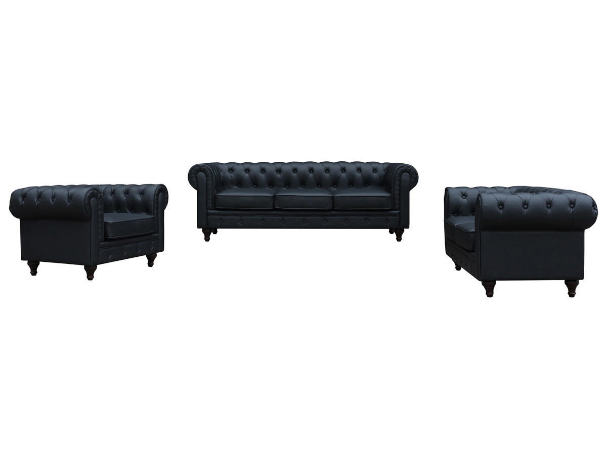 CHESTERFIELD-SOFA Aliza Schwarz - Schwarz, Holz/Kunststoff (208/70/82cm) - Habitat Garten