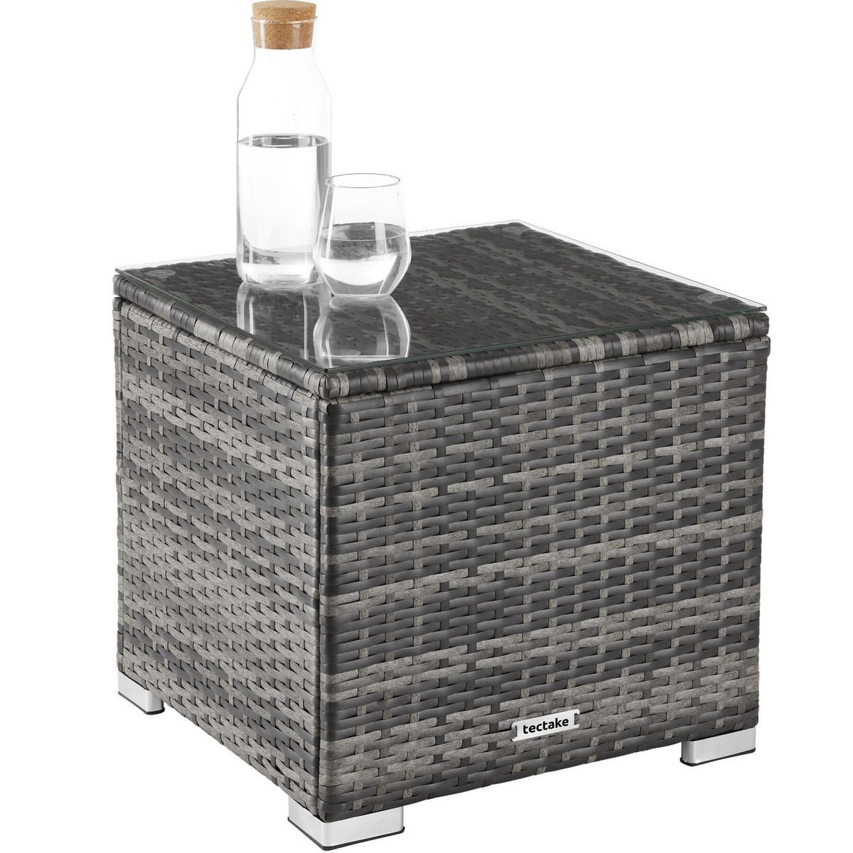 RATTAN-DOPPELLIEGE Carbonera, Belastbarkeit je 200 kg, grau - Grau, Kunststoff (62/36/196cm) - tectake