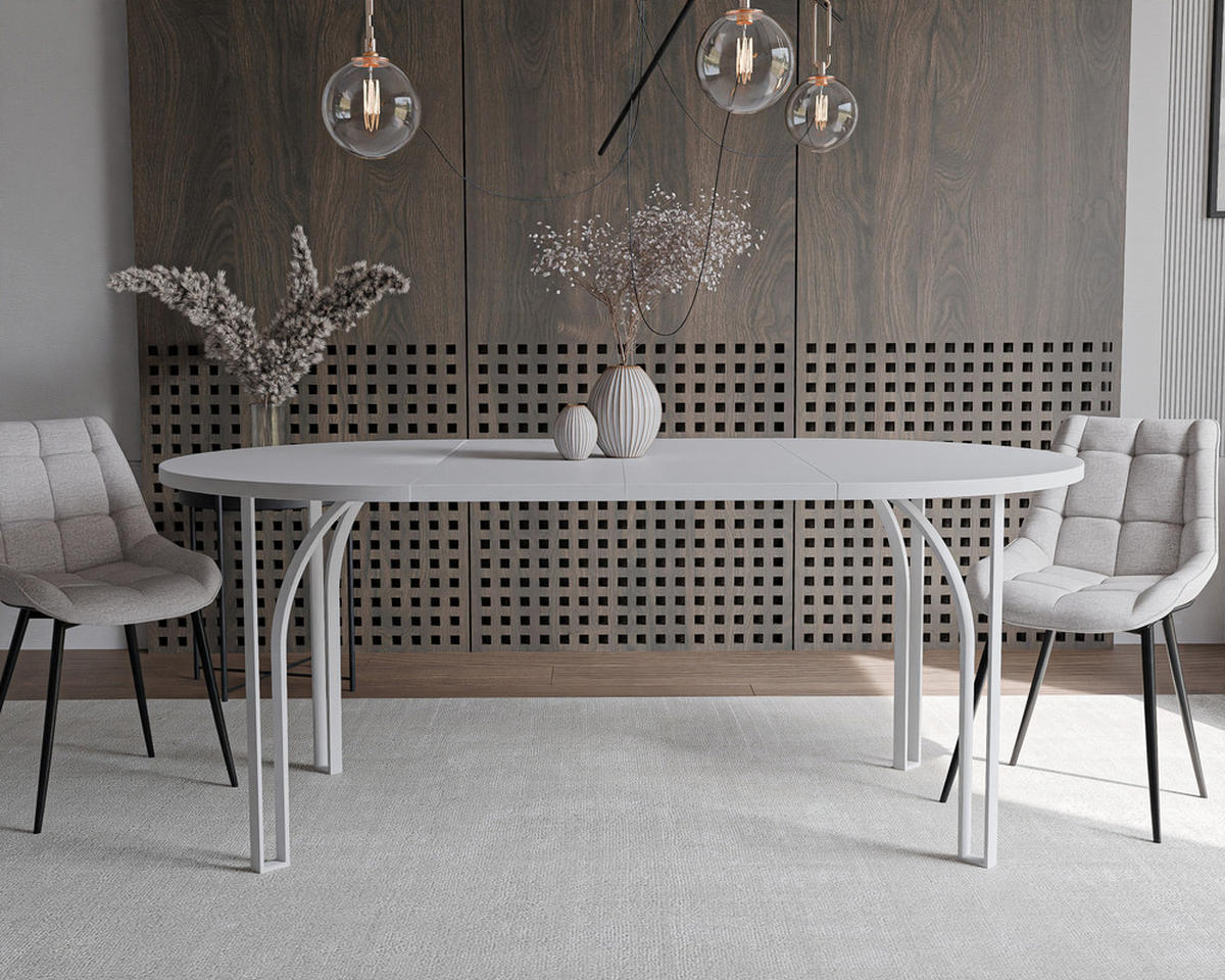 AUSZIEHTISCH ASTRO 100/76 cm, Weiß - Weiß, Holzwerkstoff/Metall (100/100/76cm) - Idohome