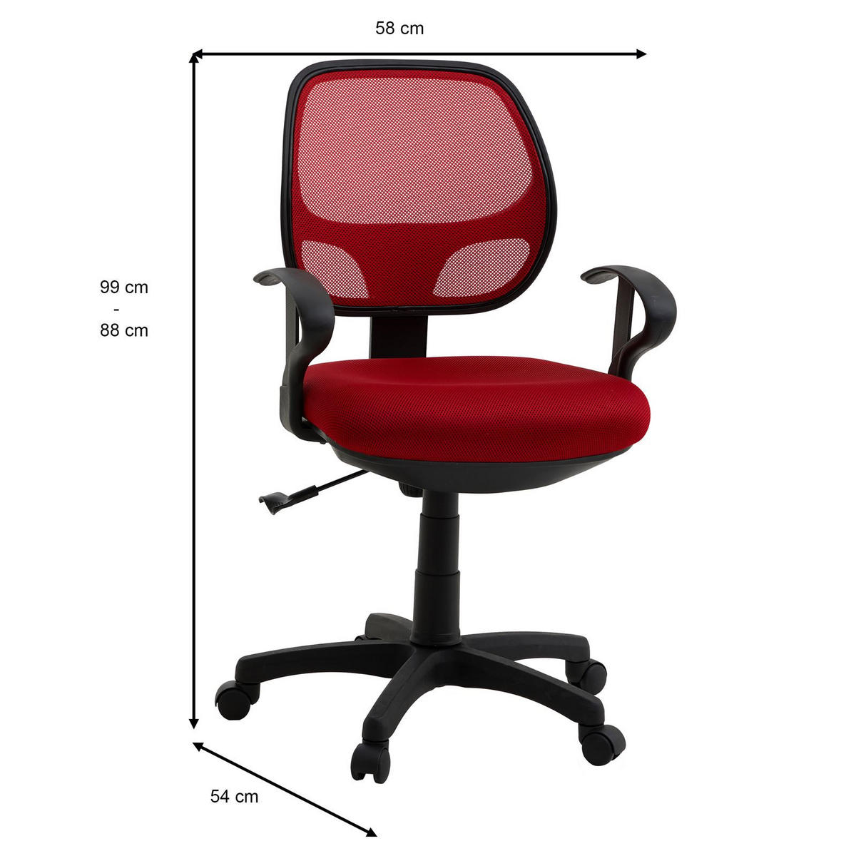 KINDERDREHSTUHL COOL ROT - Rot, Textil (58/97/58cm) - IDIMEX