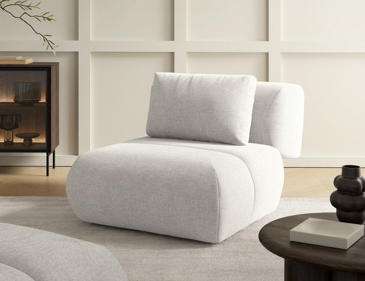 SESSEL ATOMO, Modern Polstersessel Loungesessel, Chenille-Stoff Beige - Beige, Holz/Metall (98/82/134cm) - MASSENO