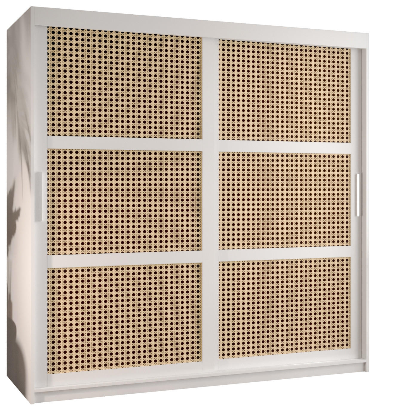 SCHWEBETÜRENSCHRANK 200/180/62 2-türig - Silberfarben/Weiß, Holz/Kunststoff (180/200/62cm) - MÖBEL KRYSPOL