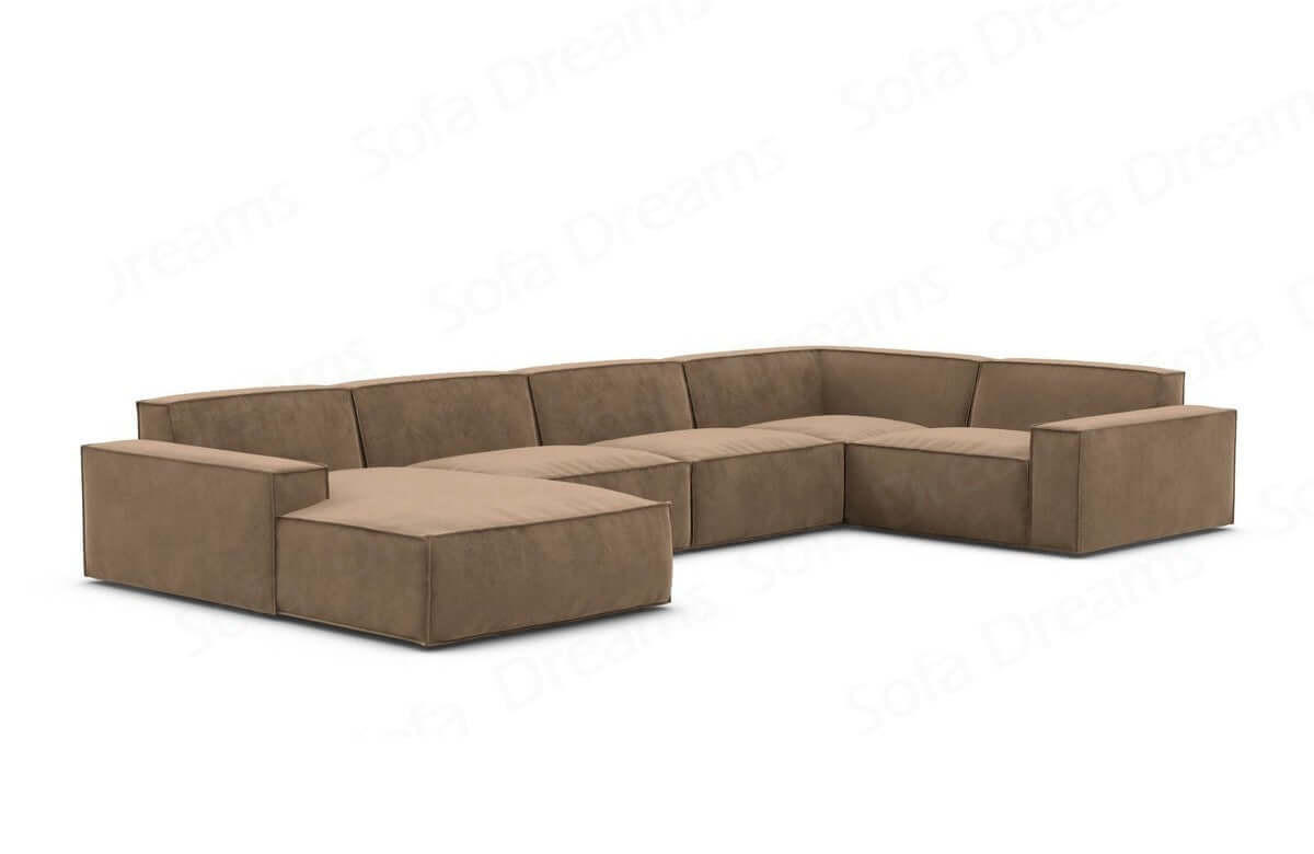 WOHNLANDSCHAFT Beluga Braun Samtstoff - Braun, Kunststoff (313/73/181cm)