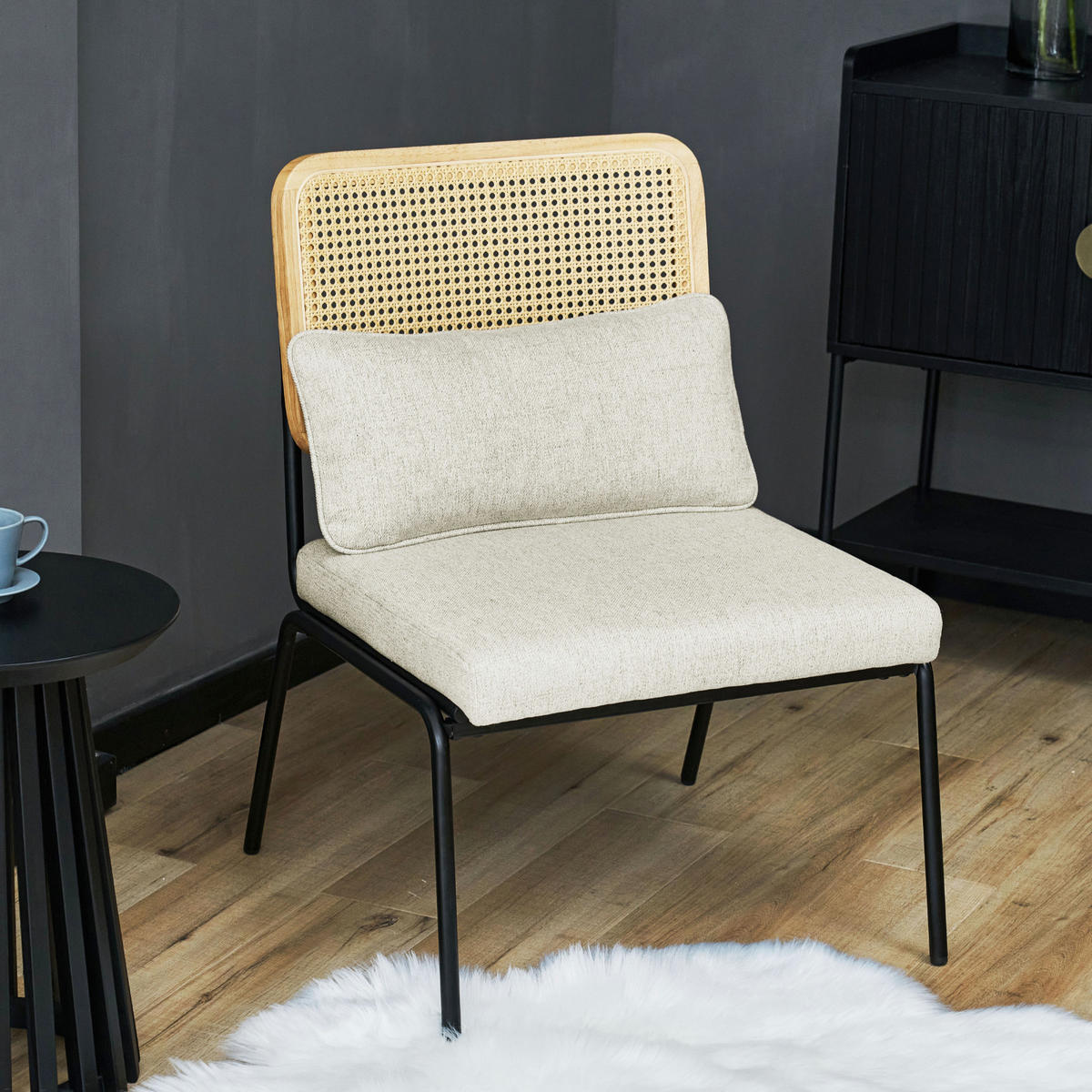 LOUNGESESSEL Svea - Creme, Holz (61/88/52cm) - SVITA