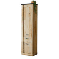 SCHUHSCHRANK Mehrzweckschrank Used Wood Vintage 50 x 200 cm mit Soft-Close - Anthrazit/Schwarz, Holzwerkstoff/Metall (51/201/38cm) - Furn.Design