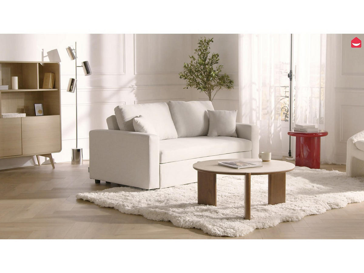 SCHLAFSOFA - 3 Personen - Stoff - Hellgrau - - Hellgrau, Textil (168/85/101cm) - Vente-Unique