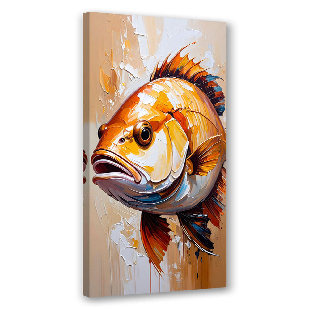 LEINWANDBILD Fischimitation Malerei 60x120cm - Beige, Textil (60/120cm) - Feeby