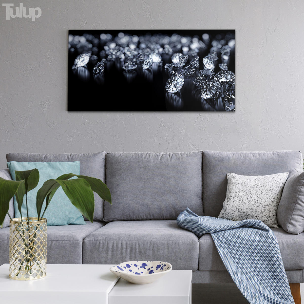 GLASBILD 120x60 cm Edelsteine - Schwarz, Glas (120/60cm) - TULUP