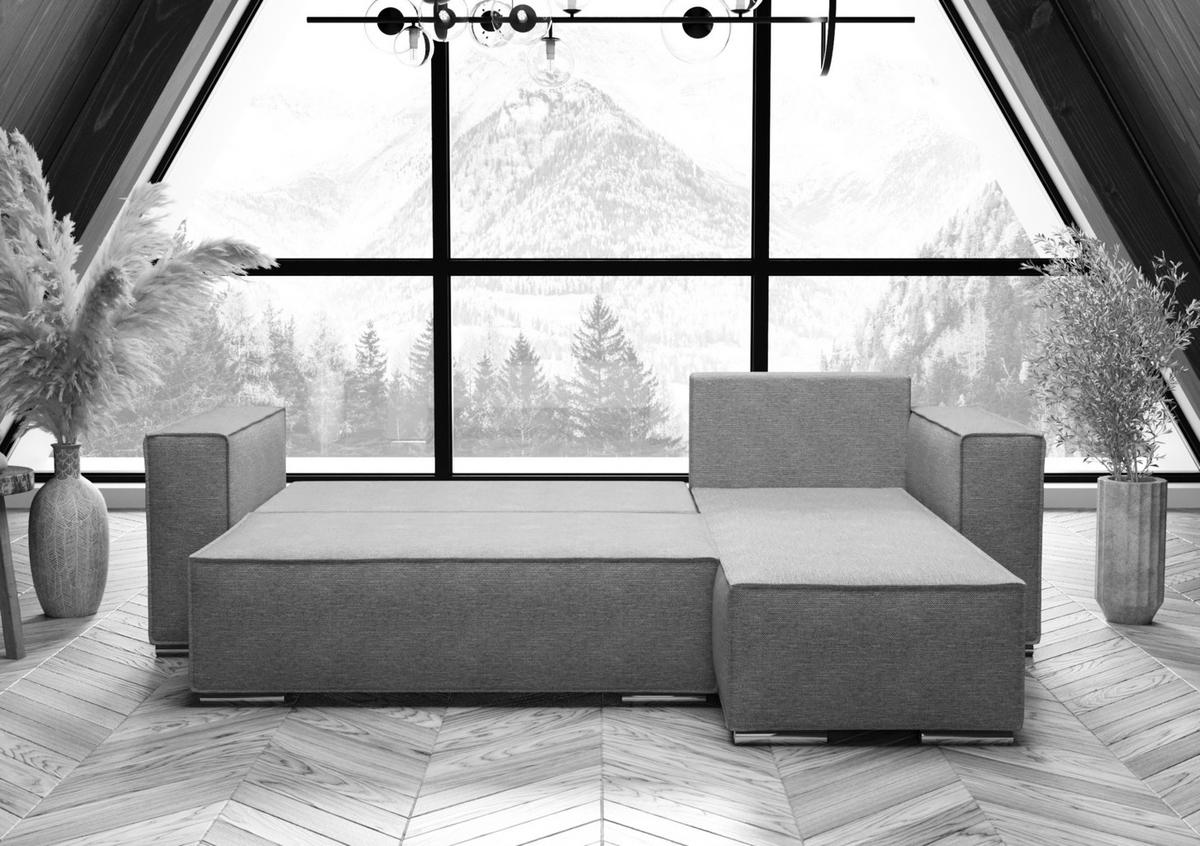 ECKSOFA L Form Vinoria Braun 255/180/82 cm Rechts mit Schlaffunktion - Chromfarben/Braun, Textil/Metall (255/180cm) - AX Living