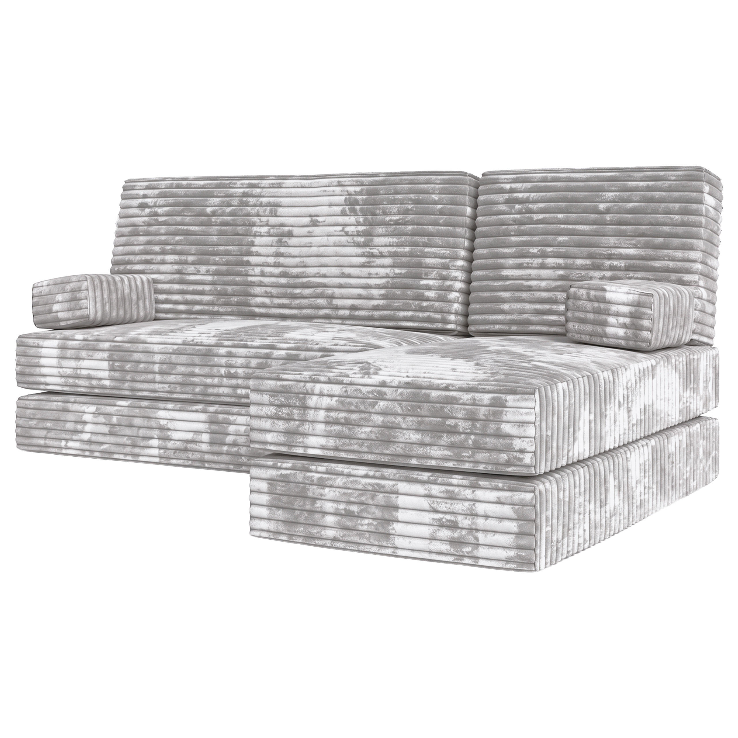 ECKSOFA NOTIA modulares Boneless Sofa mit Schlaffunktion Hellgrau Cordstoff - Grau, Textil (200/120cm) - MASSENO