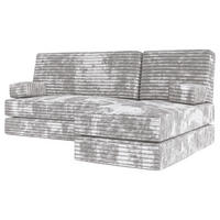 ECKSOFA NOTIA modulares Boneless Sofa mit Schlaffunktion Hellgrau Kordstoff - Grau, Textil (200/120cm) - MASSENO
