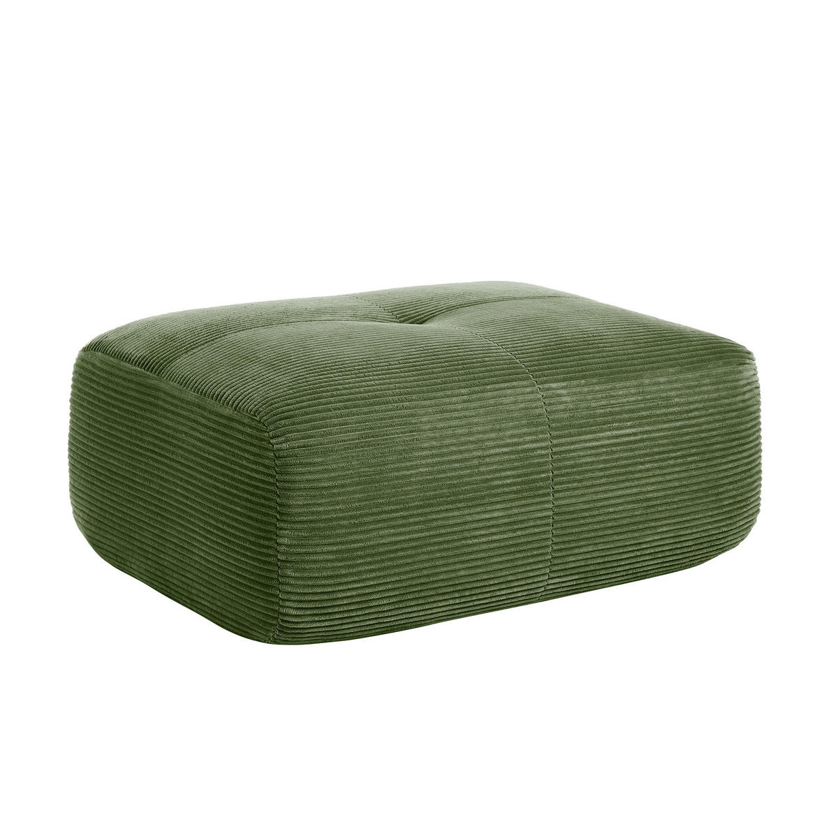 HOCKER OTTOMAN in Premium-Cord Montagefrei & Rutschfest - Grün, Textil (92.5/44/75cm) - Urban Meuble