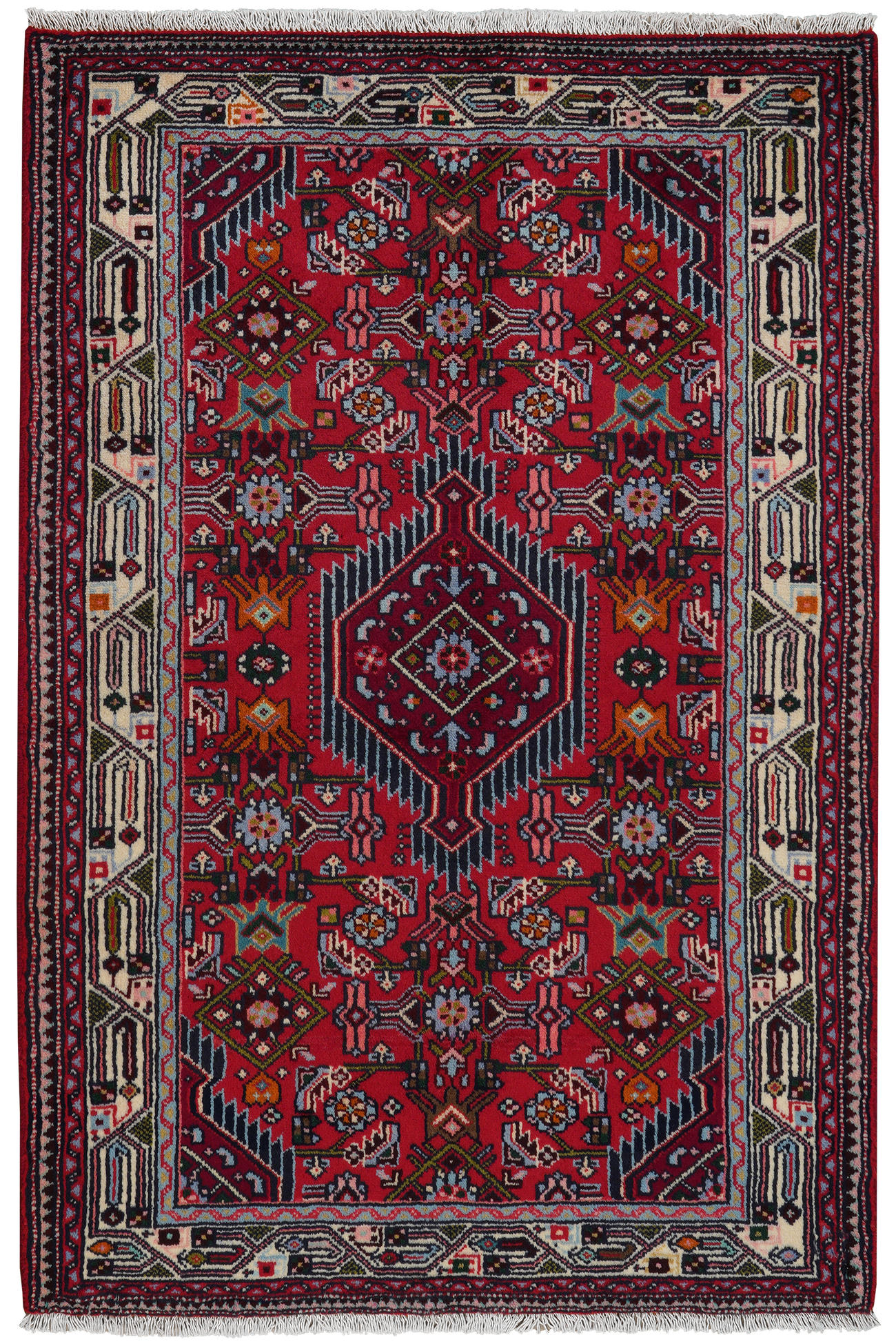 TEPPICH Assadabad Rot 154/102 cm Schurwolle - Rot, Textil (102/154cm) - Looma