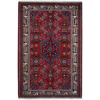 TEPPICH Assadabad Rot 154/102 cm Schurwolle - Rot, Textil (102/154cm) - Looma