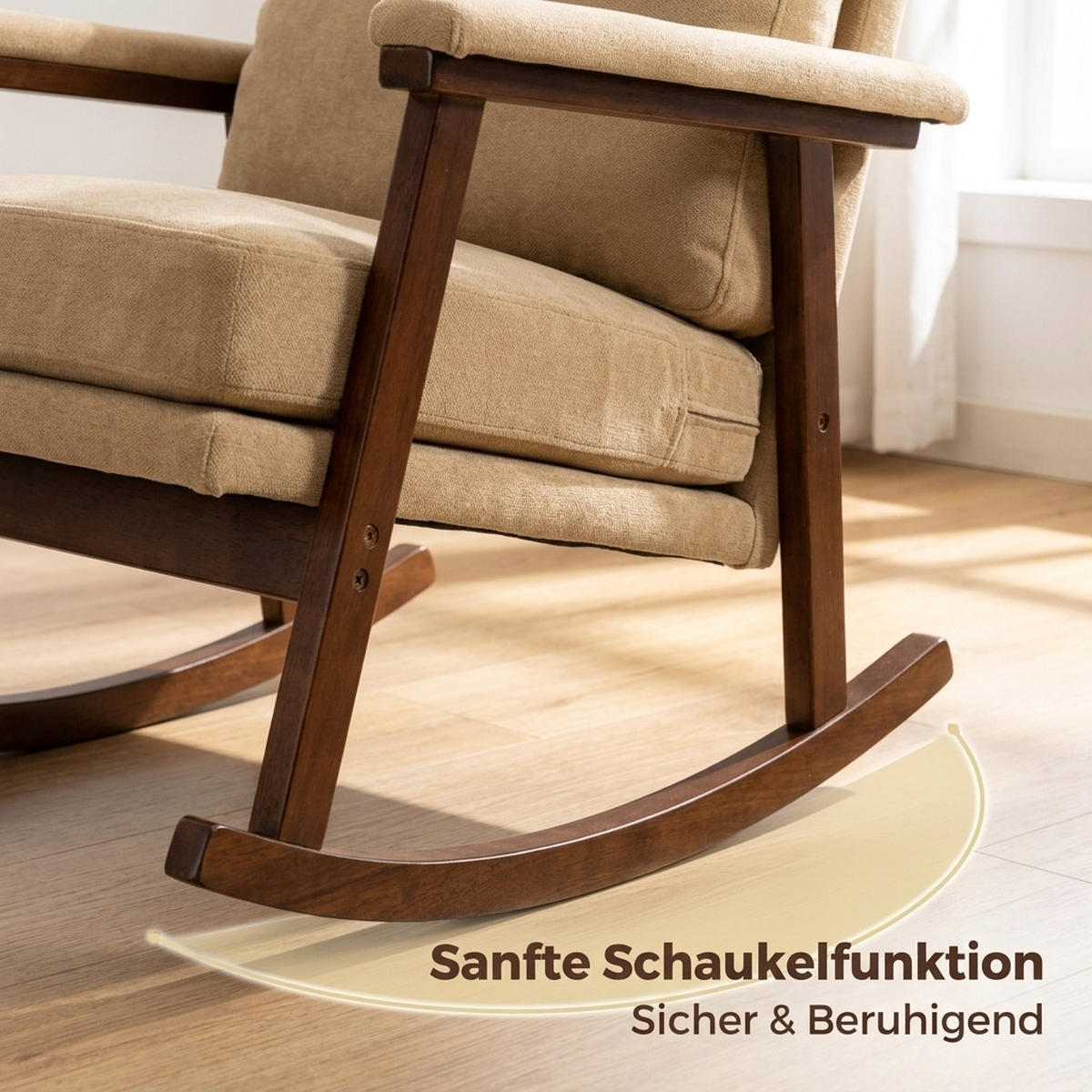 SCHAUKELSTUHL Hellbraun Samt - Hellbraun, Textil (73/80/83cm) - Oxeza