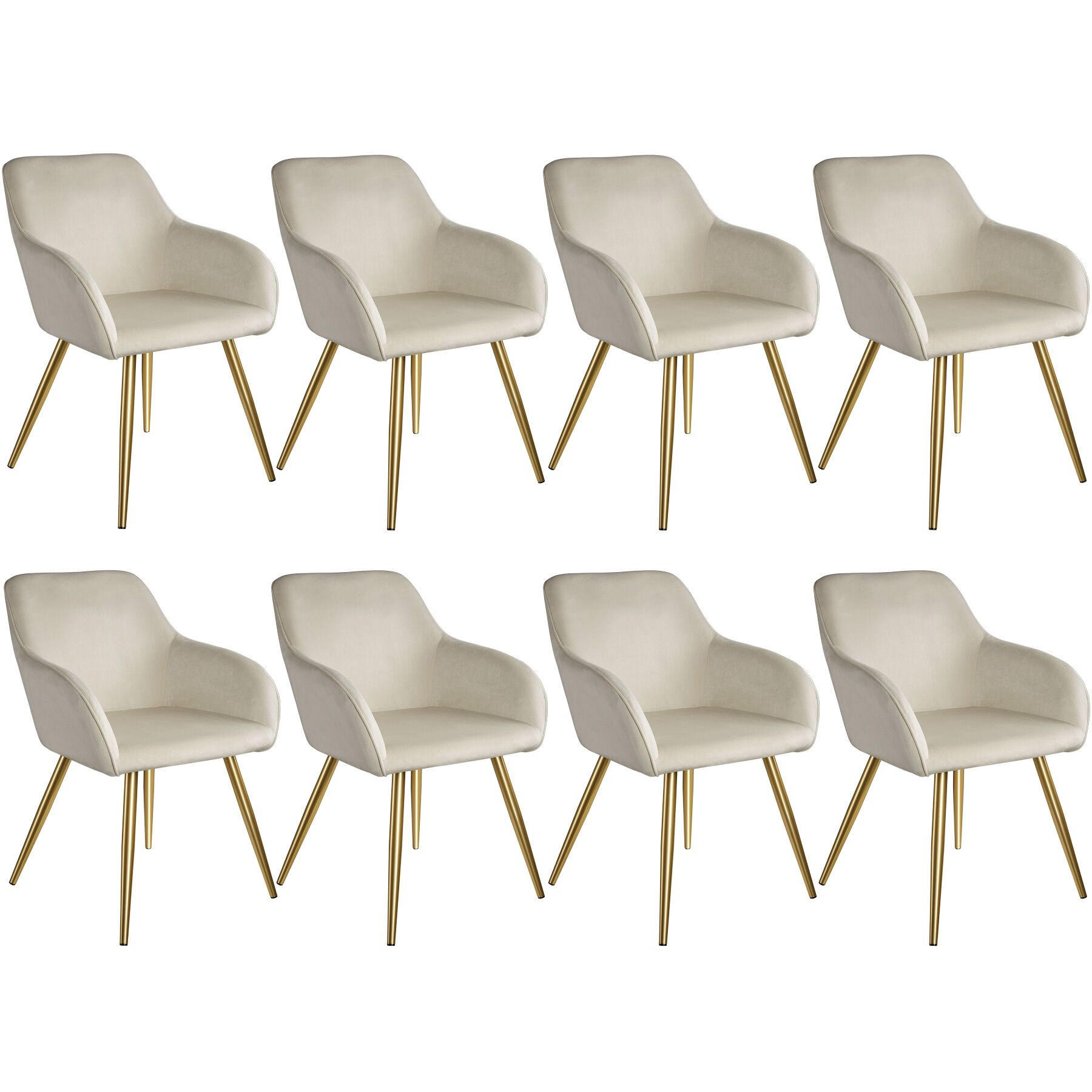 ESSZIMMERSTUHL 8er Set Marilyn 58 x 62 x 82 cm creme/gold - Goldfarben/Creme, Textil (58/82/62cm) - tectake