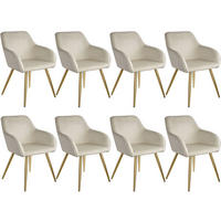 ESSZIMMERSTUHL 8er Set Marilyn 58 x 62 x 82 cm creme/gold - Goldfarben/Creme, Textil (58/82/62cm) - tectake