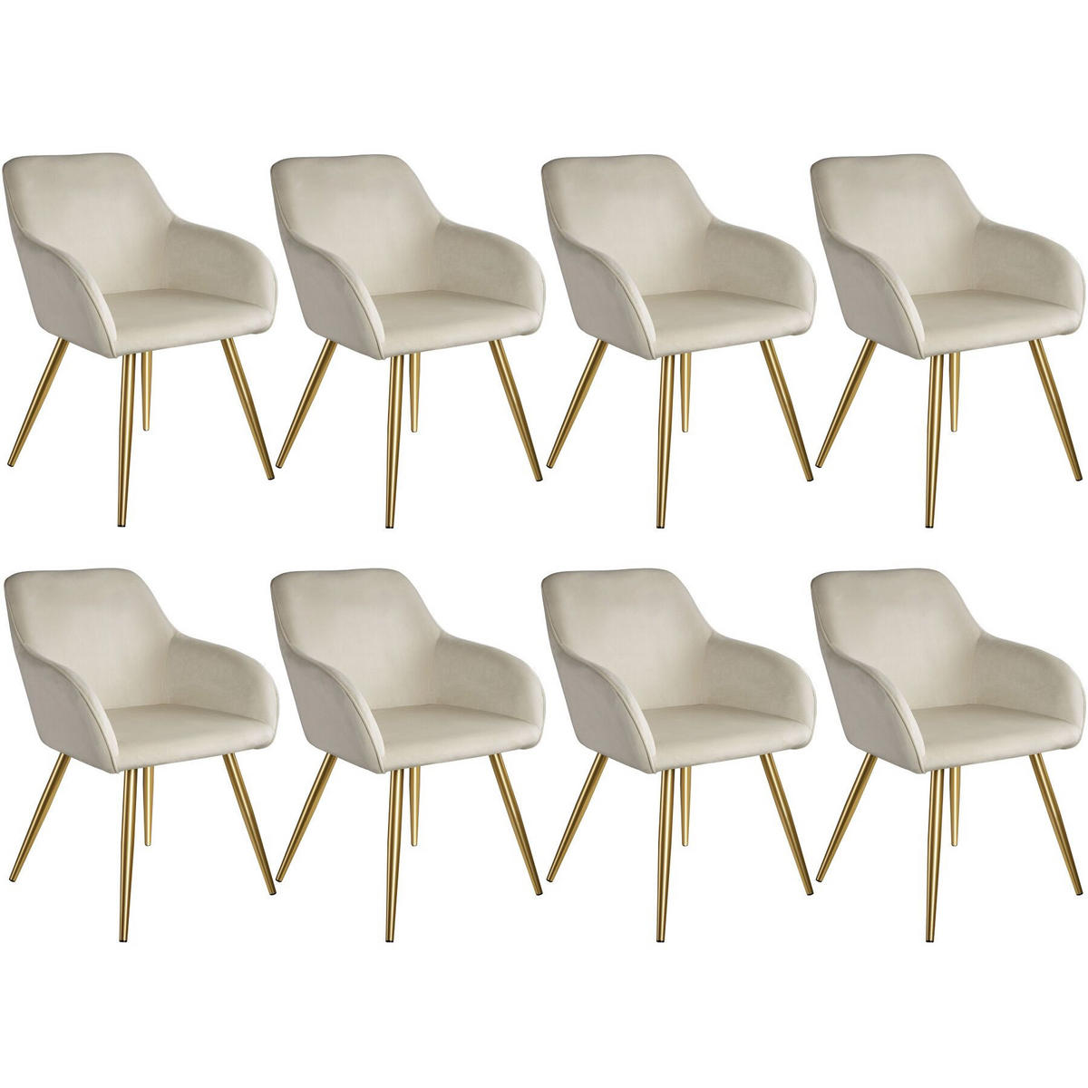 ESSZIMMERSTUHL 8er Set Marilyn 58 x 62 x 82 cm creme/gold - Goldfarben/Creme, Textil (58/82/62cm) - tectake