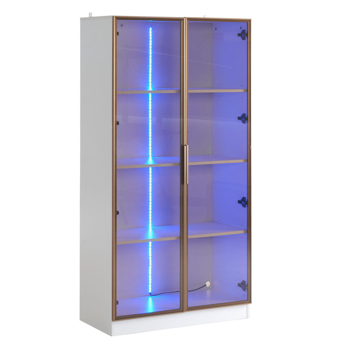 VITRINE 80/40/160 cm weiß aus Spanplatte mit LED-Beleuchtung - Weiß, Holzwerkstoff (80/160/40cm) - OKWISH