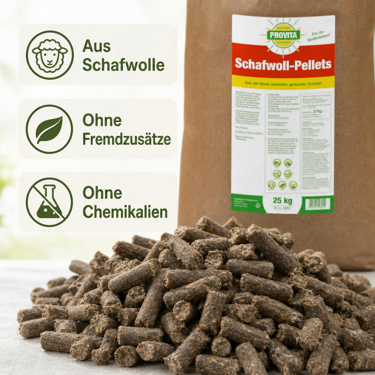 SCHAFWOLLPELLETS 25 kg - Braun, Naturmaterialien (40/50/40cm) - BONI-SHOP