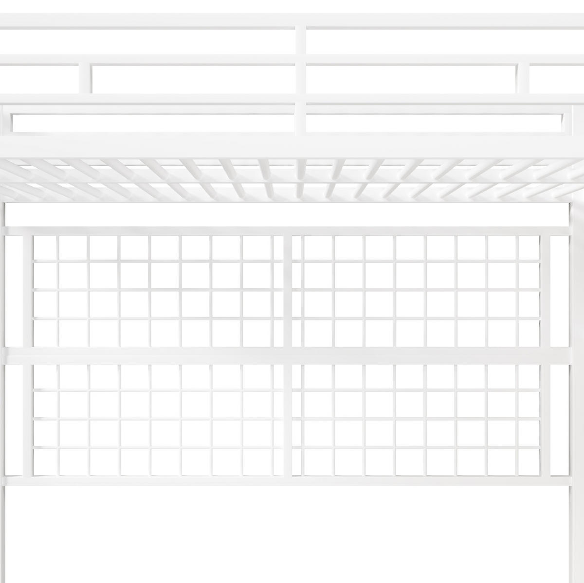 HOCHBETT 90/200 cm mit Stauraumleiter, Kleiderschrank, Hängegitter und 7-Farben-LED, Metall, Weiß - Weiß, Metall (90/200cm) - Redom