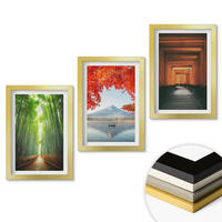 WANDBILDER 3er Set - 20x30 cm Goldrahmen - Fuji-Bambuswaldlandschaft - Goldfarben, Kunststoff (20/30cm) - ArtPrintCave