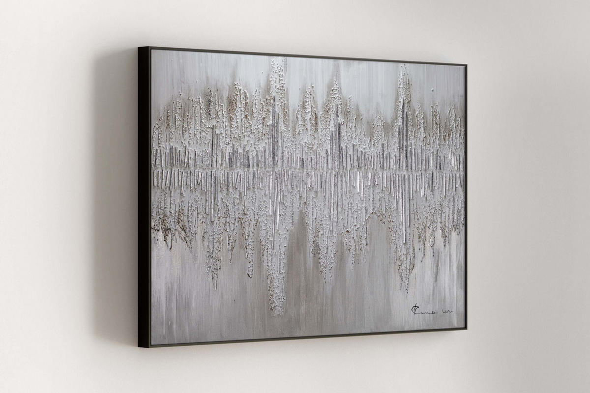 ACRYLBILD HANDGEMALT 90/60 cm - Silberfarben/Grau, Holz/Textil (90/60cm) - KUNSTLOFT
