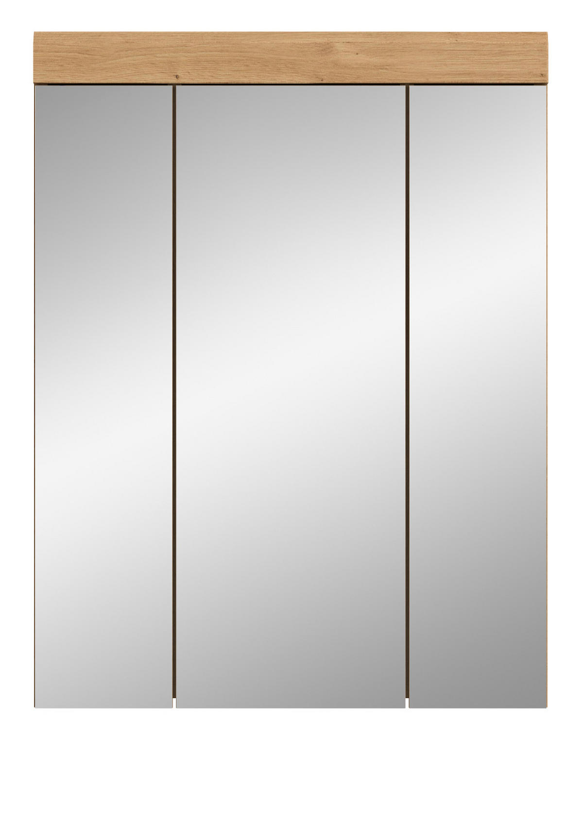SPIEGELSCHRANK Salbei grün, Eiche Artisan 60 cm, Badschrank 3-türig - Eiche Artisan, Glas/Holzwerkstoff (60/79/18cm) - Inn.Furn