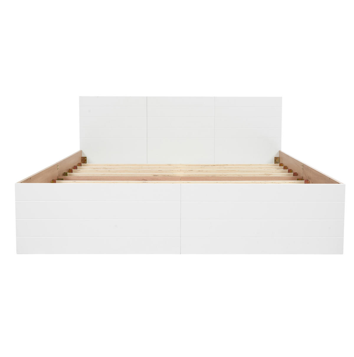 POSTEL z masivu a MDF, 140/200 cm bílá/dub, s úložným prostorem a matrací - bílá, kompozitní dřevo (140/200cm) - BEAOK
