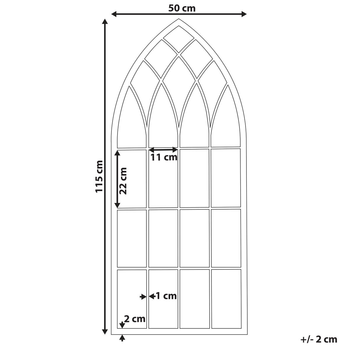 WANDSPIEGEL grau Fensteroptik 50/115 cm Cassel - Grau, Metall (50/115/2cm) - Beliani