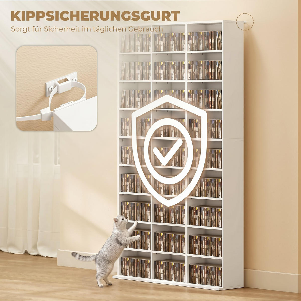 CD-REGAL Spanplatte Weiß - Weiß, Holzwerkstoff (24/175/100cm) - HOMCOM