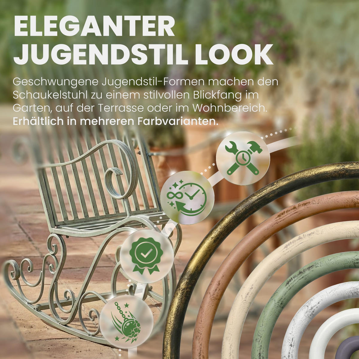 GARTENSCHAUKELSTUHL Metall Antik-Grün - Grün, Metall (56/94/90cm) - CLP