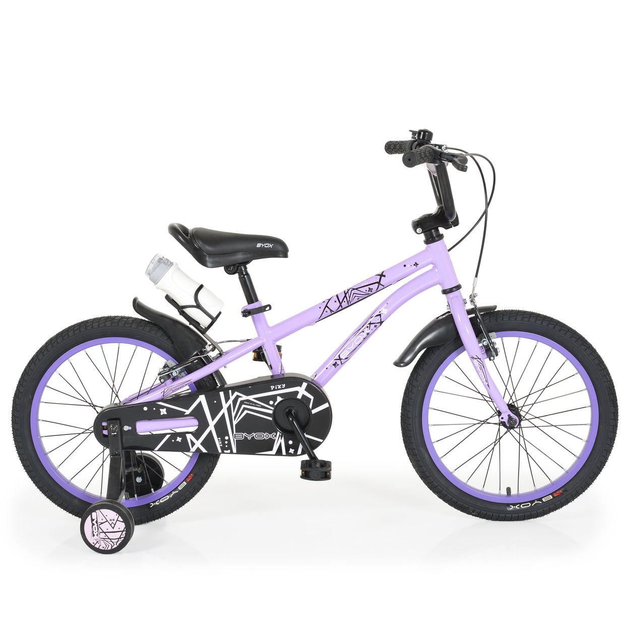 KINDERFAHRRAD Pixi 18 Zoll violett Stützräder, Kettenschutz, Reflektoren, Klingel, Anti-Rutsch-Griffe - Violett, Metall (84cm)