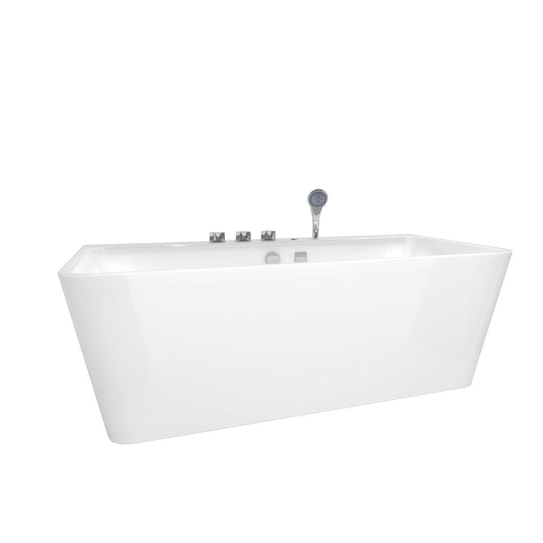 BADEWANNE freistehend F05 Komfort-Armatur - Weiß, Glas/Kunststoff (80/58/170cm) - AcquaVapore by Sandra Jentho