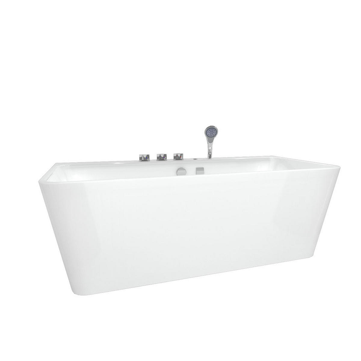 BADEWANNE freistehend F05 Komfort-Armatur - Weiß, Glas/Kunststoff (80/58/170cm) - AcquaVapore by Sandra Jentho