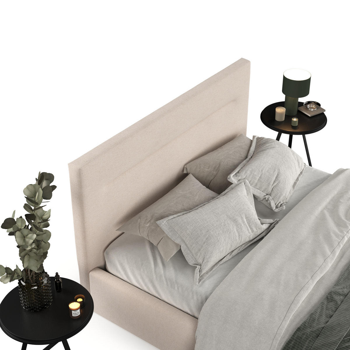 POLSTERBETT Liline 160/200 cm Beige im Asti Stoff - Beige/Schwarz, Holz/Holzwerkstoff (160/200cm) - AltaBeds