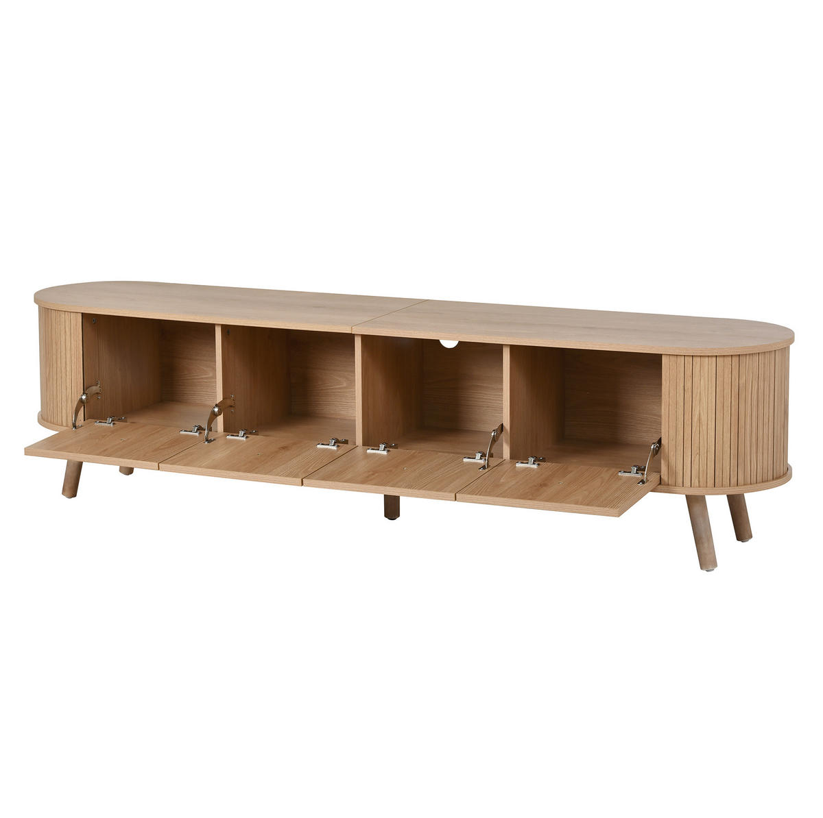 TV-SCHRANK aus MDF und Holzwerkstoff 180x38x47 cm Eichefarben mit Klapptüren und Stauraum im Vintage-Look - Braun, Holzwerkstoff (180/47/38cm) - Modfu