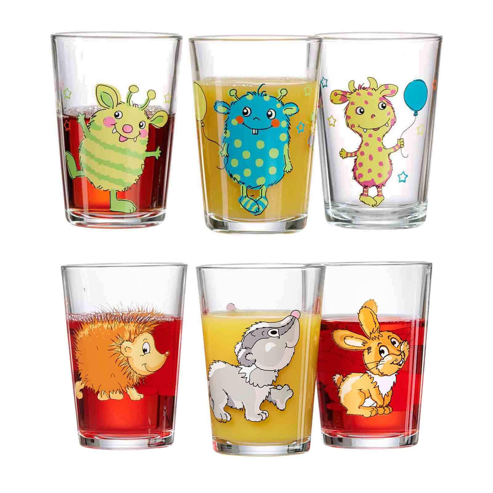 KINDERGLÄSER Monsterchen Waldtiere bunt 205 ml 6er Set - Multicolor, Glas (0.205L) - Ritzenhoff Breker