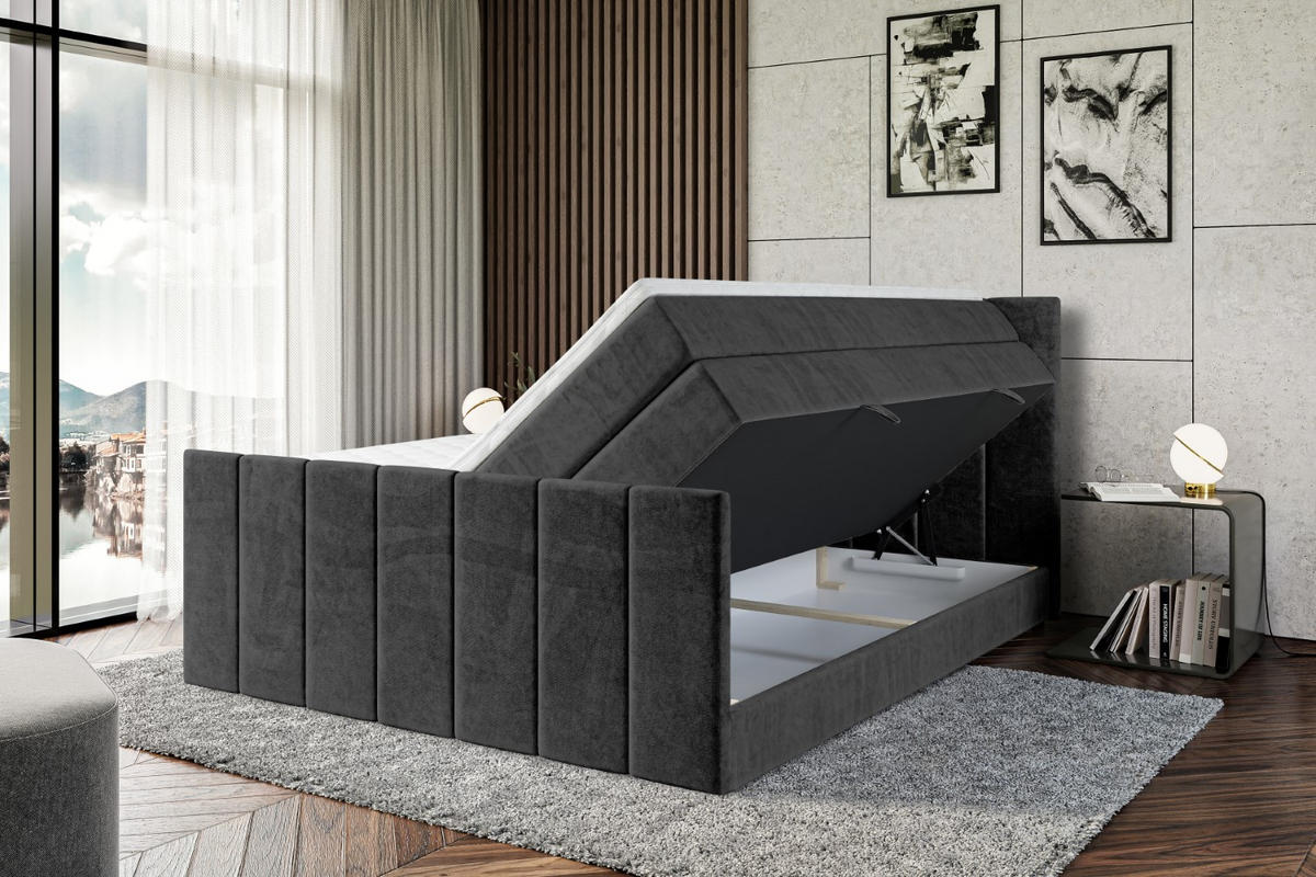 BOXSPRINGBETT MOETI-Z KING - 120x200 - H3/H4 - Schwarz - Schwarz, Holzwerkstoff (120/200cm) - ALTDECOR