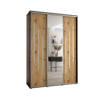 SCHWEBETÜRENSCHRANK 235,2/180/45 3-türig - Silberfarben/Schwarz, Holz/Metall (180/235/45cm) - Abiks Möbel