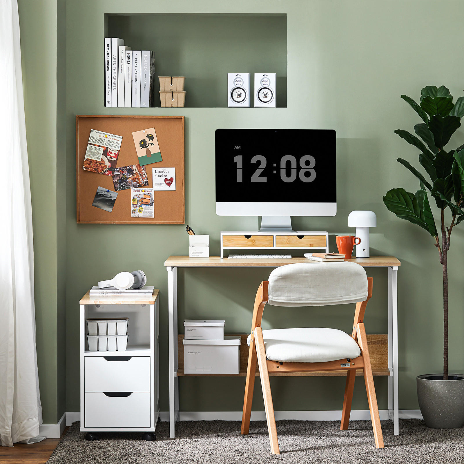 MONITORSTÄNDER Weiß-Natur - Naturfarben, Naturmaterialien/Holzwerkstoff (18/47/11cm) - SoBuy