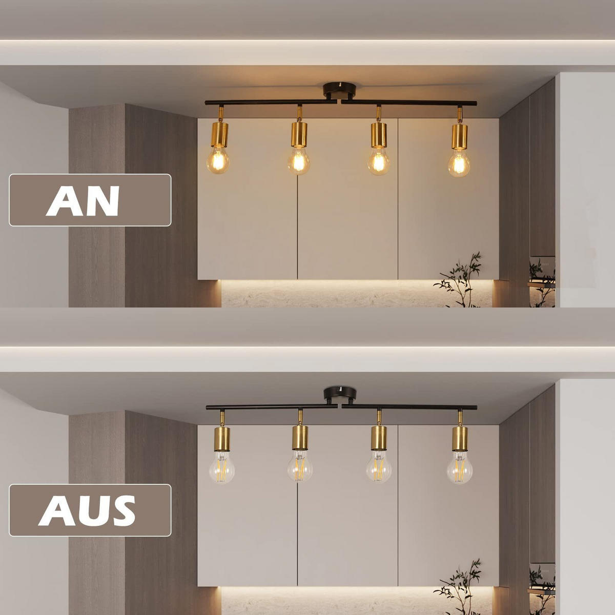 STRAHLER Nixie 4-flammig 75/9/13 cm - Goldfarben, Metall (75/9/13cm) - Nettlife