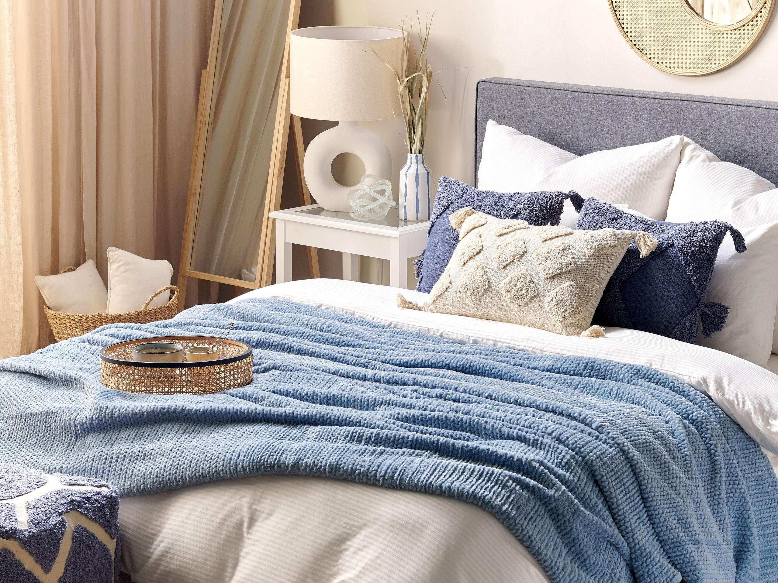 DECKE Blau Bjas 200/220 cm - Blau, Textil (200/220cm) - Beliani