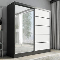 SCHWEBETÜRENSCHRANK 200 cm NERO 2 Farbe: Schwarz | weiß - Schwarz/Weiß, Holzwerkstoff (200/215/60cm) - A&J MöbelLand